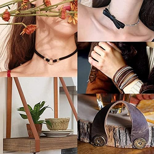 GORGECRAFT 5.5Yds 8mm Flat Genuine Leather Cord Natural Leather String Lace Strips Full Grain Cowhide Braiding String Roll for Jewelry Making DIY Craft Braided Bracelets Belts Keychains(Brown)