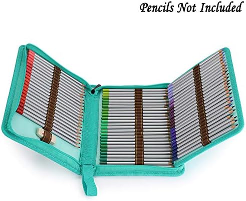 BTSKY Portable Canvas Zippered Colored Pencil Case Large Capacity 72 Slot
