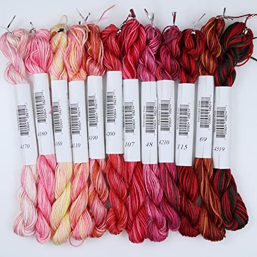 KCS Big skeins of 25 Meters Size 25 Color Variegated Cross Stitch Stranded Threads,12 skeins,05
