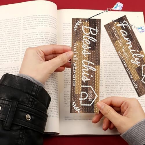 Mandun 4 Pcs Diamond Painting Bookmark Kits, Special Shaped Diamond Art Bookmarks with Pendant, DIY Inspirational Diamond Art Bookmarks with Tassels Crafts Gifts Supplies