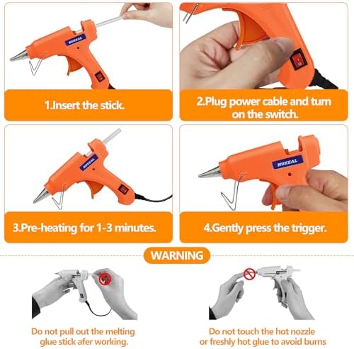 Mini Hot Glue Gun Kit 12 Pieces, Hot Melt Glue Guns for Kids School Craft Project DIY Arts and Home Quick Repairs, 20 Watts, 6 Colors (Navy Blue, White, Green, Orange, Red, Sky Blue)