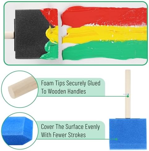 Bates- Foam Paint Brushes, 4 Inch, 40 Pack, Blue Foam Brushes for Painting with Lightweight Wooden Handles
