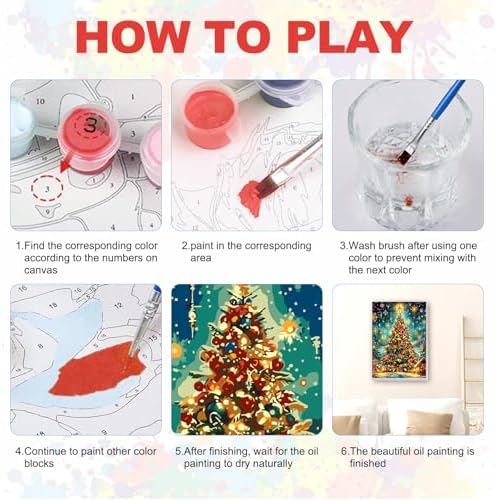 SENQAO Christmas Paint by Numbers for Adults Framed, Christmas Tree Adults' Paint-by-Number Kits, Adult Paint by Number Kits on Canvas, Acrylic Number Painting for Home Decor, 8x12inch