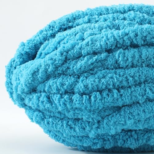 Chunky Yarn for Hand Knitting, No7 Thick Yarn, 250Grams 32Yards, Pack of 4, Perfect for Knitters and Crafters (Lake Blue)