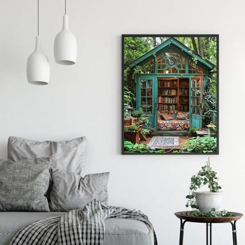 ajepon Bookshop Paint by Numbers Kit for Adults - Painting by Number Kits Books, Bookshop Adults Paint by Numbers Kits on Canvas Without Frame Oil Painting for Home Wall Decor 16X20inch