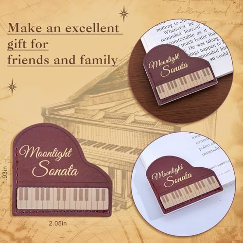 4PCS Leather Musical Instrument Bookmarks，Cute Corner Book Marks Sets for Reading，Art Read Lover Gifts for Women Men Girls Kids Reader，Pretty Book Markers for Reading, Aesthetic Gifts for Planner