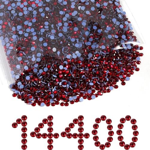 Beadsland Hotfix Rhinestones Bulk, Siam, SS6, 14400pcs