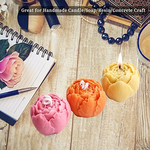 6PCS 3D Flower Fondant Molds Set, Rose Silicone Molds for Candle Soap Making, Handmade Cake Dessert Decoration Chocolate Cupcake Candy Ice Mold, Resin Concrete Art Crafts Accessories