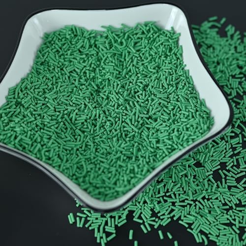 LIKETURE Fake Sprinkles 110g Nonedible Polymer Clay Sprinkles Faux Sprinkle Plastic Sprinkles for Craft Sprinkles Decoration for Resin Filler Slime Add ins Slime Mixed in Shaker Card (Christmas Green)