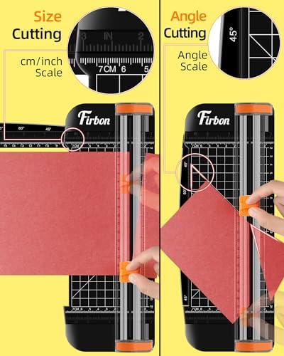 Firbon A5 Paper Cutter, Small Straight Paper Trimmer with Side Ruler | Black Compact Design | Cuts Photo, Cardstock, Labels & Coupons | Portable Desktop Slicer | Scrapbooking & Craft Projects