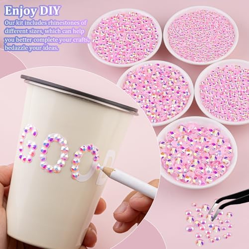30000Pcs Light Pink AB Rhinestones for Bedazzling with B7000 Jewelry Glue, Bedazzler Kit Bulk Flatback Gems, Resin Rhinestones for Crafting Crafts Clothing Shoes Nail Art Assorted Size 2/3/4/5/6mm