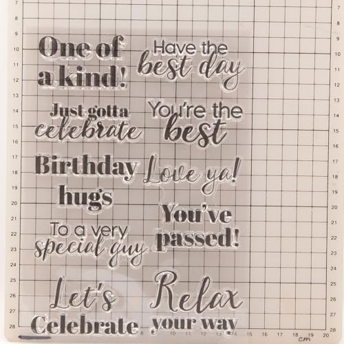 One of A Kind Let is Celebrate You are Passed Happy Birthday Clear Stamps Transparent Silicone Stamp Album Cards Rubber Stamp for Card Making Decoration and DIY Scrapbooking