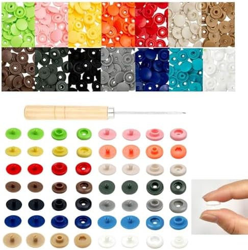 IMNTHO 140 Sets Plastic Snaps,T5 Snap Buttons No Need Tools, No-Sew Snap Buttons for DIY Crafts Clothes Sewing (14 Color)