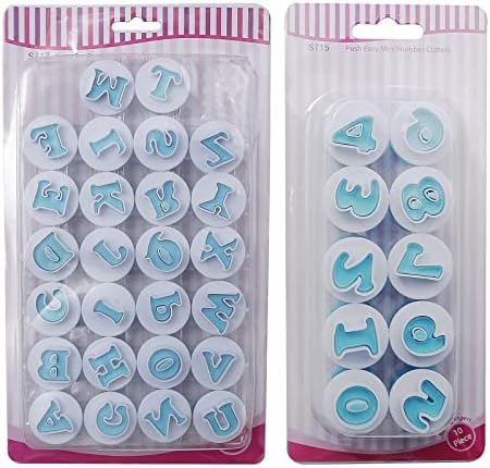26PCS/Set Cookie Stamp Impress Cookie Cutters Alphabet Letter Cake Biscuit Mold Letter Shape DIY Cookie Biscuit Alphabet Cake Tool Embosser Cutter (Upper Case Shape with Number)