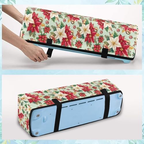 Binienty Xmas Poinsettia Cutting Machine Dust Cover, Christmas Decoration Cutting Maker Accessories, Scrapbooking Die-Cut Machine Covers Organizer Accessories with Storage Pockets