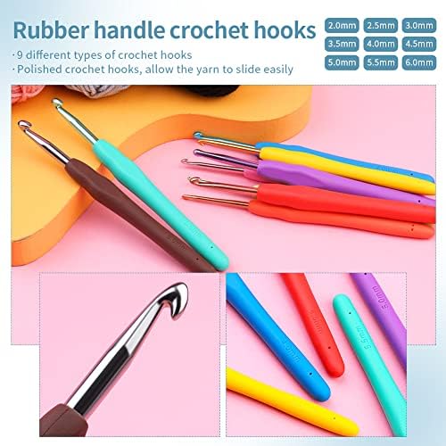 130 Pcs Crochet Starter Kit, Crochet Kit for Beginners with 12 Colors Yarn