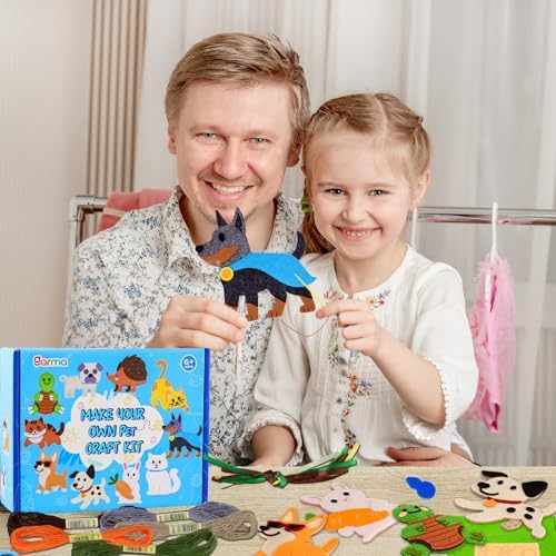 Garma Puppy Sewing Kit for Kids - 10 in 1 Pet Kids Sewing Crafts Kit for Beginners - Mini Sewing Kits for Kid 5-8 8-12 - Easy Sew Your Own Felt Animals DIY Craft Set for Boys & Girls Birthday