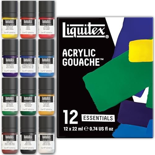 Liquitex Acrylic Gouache Paint Set, 12 x 22ml (0.74-oz), Essentials