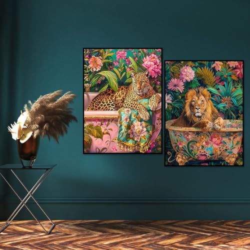 Cheetah Diamond Art Kits for Adults Diamond Painting Kits for Beginner2PACK