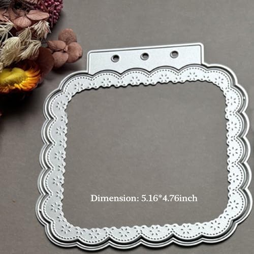 LZBRDY Vintage Charm Lace Frame Die-Cut - Carbon Steel Crafting Dies for Scrapbooking, Card Making, Greeting Cards and Journaling Supplies (Square Lace Loose Leaf 5.2 x 4.8 in)