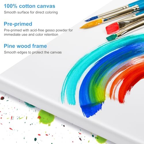 Stretched Canvas for Painting 18 x 24 Inch, 3 Pack Large Canvas, Triple Primed Acid-Free Cotton, Canvas for Acrylic Oil Pouring & Wet Media