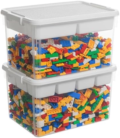 Citylife 32QT 2-Pack Clear Craft Storage Box Buildable Lid Removable Tray