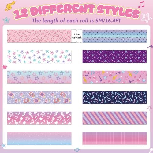 Pop Music Washi Tape - 12 Rolls Idol Singer Decorative Tape Set