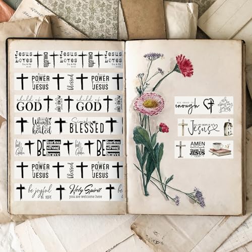 24 Rolls Christian Washi Tape Gifts, Black White Cross Religious