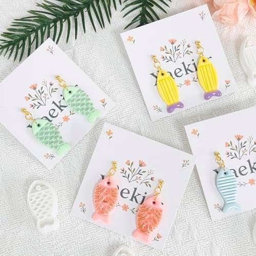 Xaekicr 4PCS Fish Polymer Clay Cutters Set - Clay Earring Cutters for DIY Jewelry Making, Ocean Style Polymer Clay Molds, Clay Tools for Earrings
