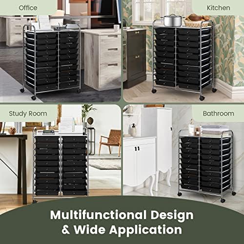 COSTWAY 20-Drawer Rolling Storage Cart, Utility Storage Organizer Cart