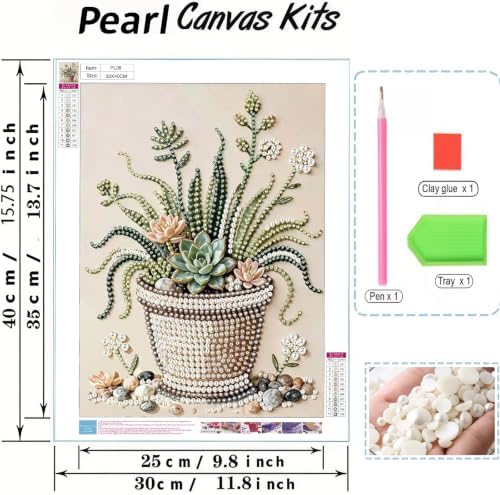 Plant Pearl Painting Kits for Adults, Diamond Art Painting 12x16In