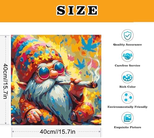 Meothan Paint by Numbers Kit for Adults Beginner 16X16 inch (Without Frame) | Gnome Adult Paint by Number Kits on Canvas, DIY Acrylic Oil Easy Painting by Numbers for Home Wall Decor