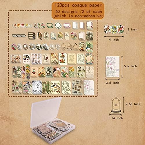 200Pcs Vintage Scrapbook Stickers, Aesthetic Junk Journal Stamping Supplies Kit, Scrapbooking Ephemera Washi Paper for Bullet Journaling Planners Diary Collage