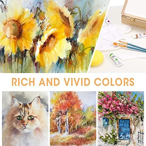 Watercolor Paint Set with Wooden Tabletop Easel, Portable Painting Supplies