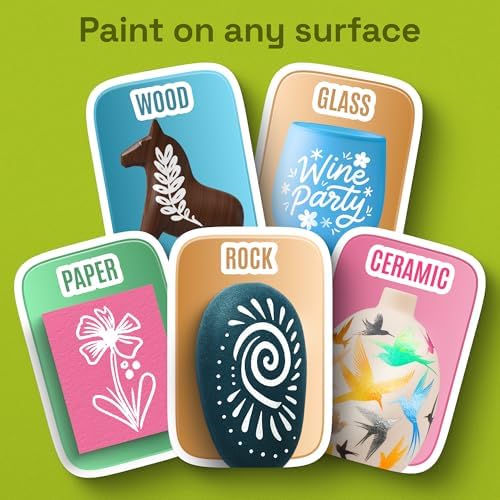 ARTISTRO 5 White Paint Pen for Rock, Glass, Ceramic, Wood, Tire, Fabric, Metal, Canvas, Marking, Painting - Set of 5 Acrylic Paint Markers Water-based - Brush Tip with Automatic Ink Control System
