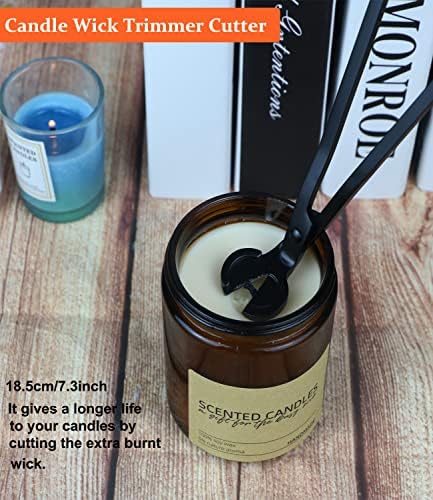3 in 1 Candle Accessory Kits,Candle Snuffer,Candle Wick Cutter Trimmer and Candle Wick Dipper with Gift Bag, Candle Care Kit for Gifts Candle Lovers (Black)