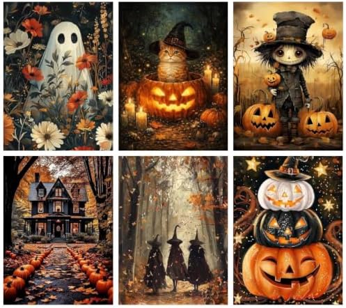 VIGEGU 6 Pack Gothic Paint by Numbers Kit for Adults Beginner