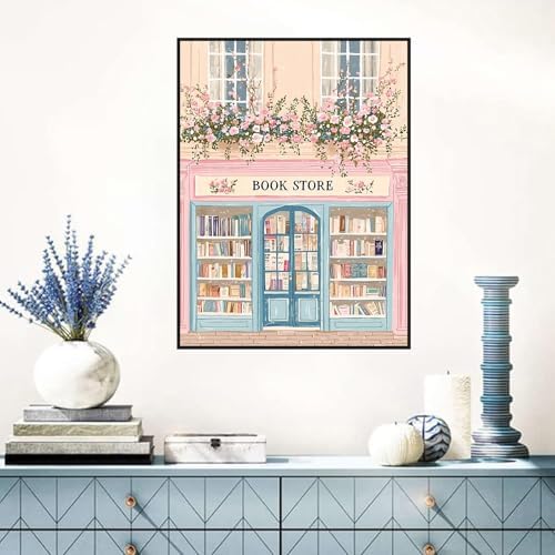 Benjenes 2PCS Book Shop Diamond Art Kits for Adults, Diamond Painting Kits