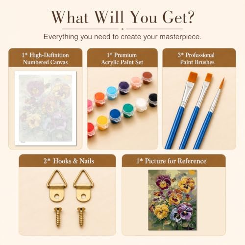 TELMOXA Flowers Paint by Numbers Kit for Adults, 16x20 in