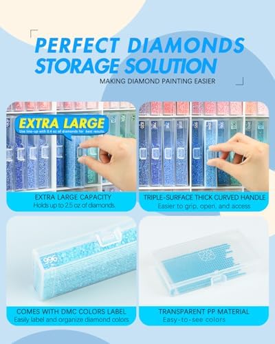 forever young 48PCS Extra Large Diamond Art Storage Containers Trays＆Stand