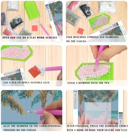 XUNLURY Pastel Coastal Beach Diamond Art Kits 2 Pcs, Summer Tropical Palm Tree Sunglasses Diamond Painting Kits for Adults Beginners, Full Drill Diamonds Dots for Home Decor, 9.8x11.8 Inch