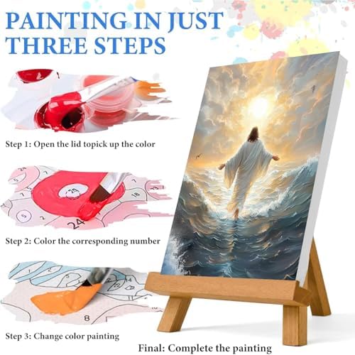 Jesus Paint by Numbers Kit for Adults Framed Canvas 12X16 in, Frameworkless