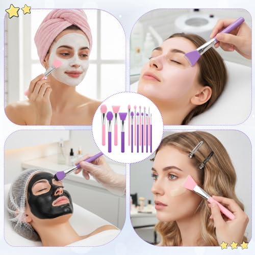 14PCS Silicone Makeup Brush Resin Brush Applicator Silicone Brushes for Crafts Face Mask Applicator for Cream Makeup Products and Epoxy Art Crafting, Paint Brushes for Epoxy