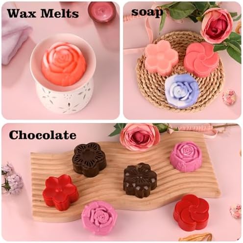 Actvty Flower Silicone Mold, 2 Pcs of 6 Cavities Different Flower Shapes Baking Molds for Make Chocolate Cake Jelly Homemade Soap Bath Bombs