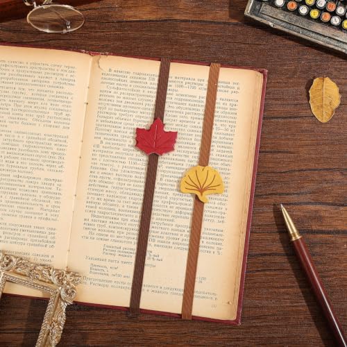 2PCS Vintage Elastic Leather Bookmark for Women, Elastic Bands Leather Book Marks, PU Bookmarks Planner Accessories, for Book Lover, Reader, Notebooks，Hardcover Journals, Planners, Binders