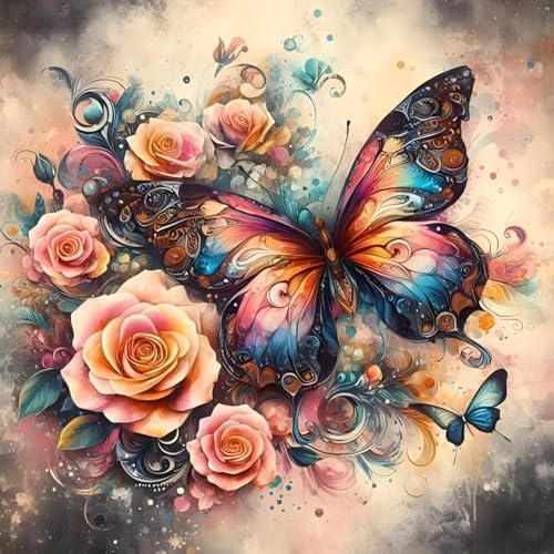 Butterfly Diamond Art Kits for Adults, Diamond Painting Kit 14x14 Inch | Diamond Painting Kits for Adults Beginners, Gem Art, 5D Full Drill, DIY Arts and Crafts for Gift Home or Decor