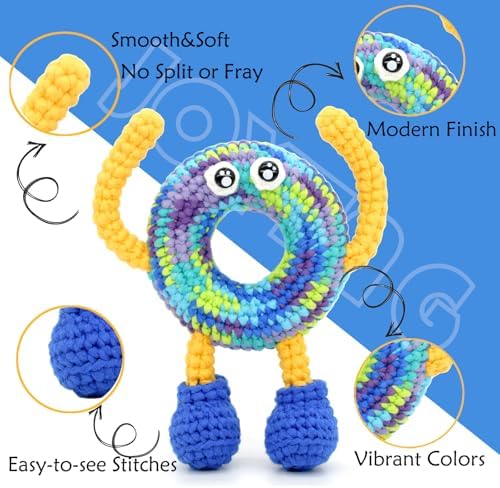 3 Pack Rainbow Beginner Crochet Yarn for Crocheting and Knitting Multicolor Cotton Crochet Yarn for Beginners(Yellow Variegated)