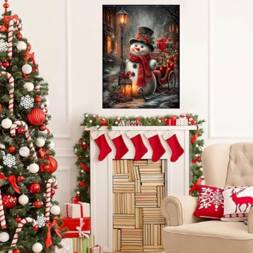 Christmas Snowman Paint by Numbers Kit for Adults Beginner (Without Frame)