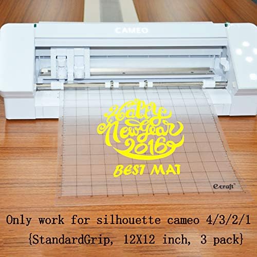 Ecraft StandardGrip Cutting Mat for Silhouette Cameo 5/4/3/2/1: 12X12inch Non-Slip Square Gridded Transparent Quilting Cut Mats Replacement Accessories for Silhouette Cameo.