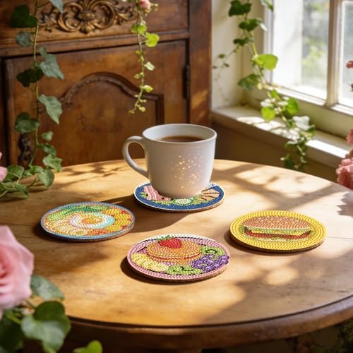 Leatrice 6 PCS Small Diamond Art Coasters Diamond Painting Kits for Adults